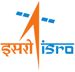 Logo de ISRO con un diseño estilizado en naranja y azul